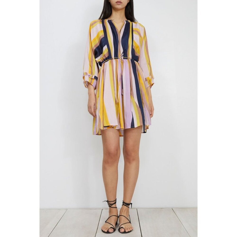 Apiece Apart La Flutte Mini Dress in Olivio Stripe Size 4